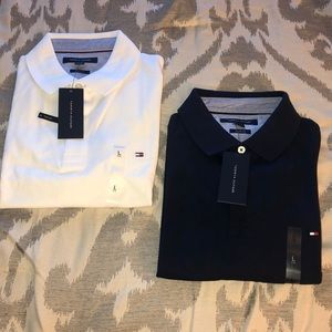 (2) LG : Tommy Hilfiger Polos : White / Navy Blue